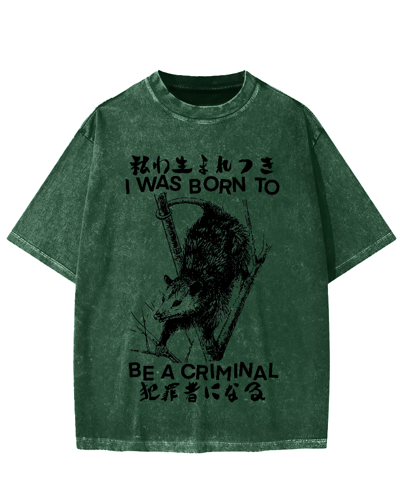 I Was Born To Be A Criminal Vintage Washed T-shirt