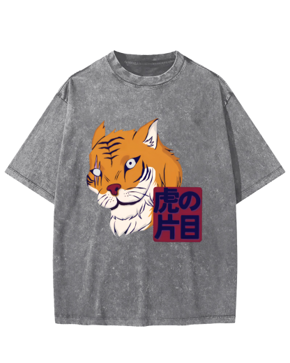 Japanese Tiger Vintage Washed T-shirt-Zazasy