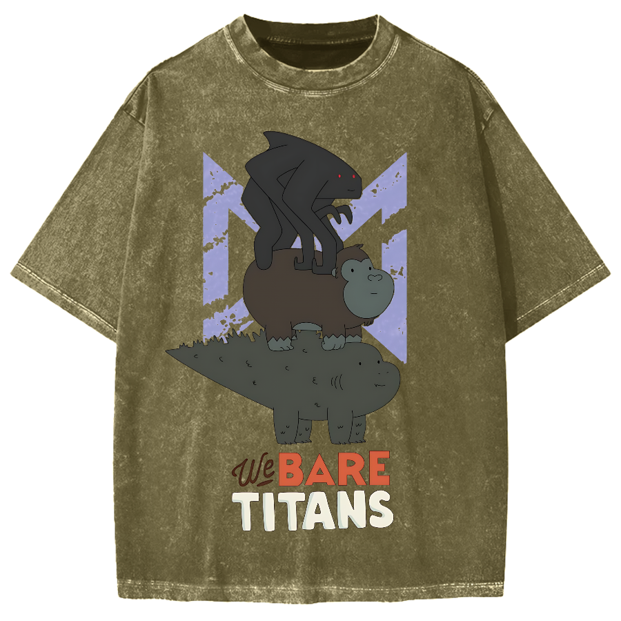 We Bare Titans Cute Monsters Japanese Vintage Washed T-shirt