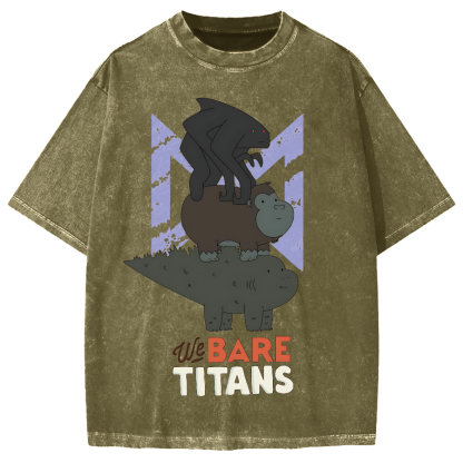 We Bare Titans Cute Monsters Japanese Vintage Washed T-shirt