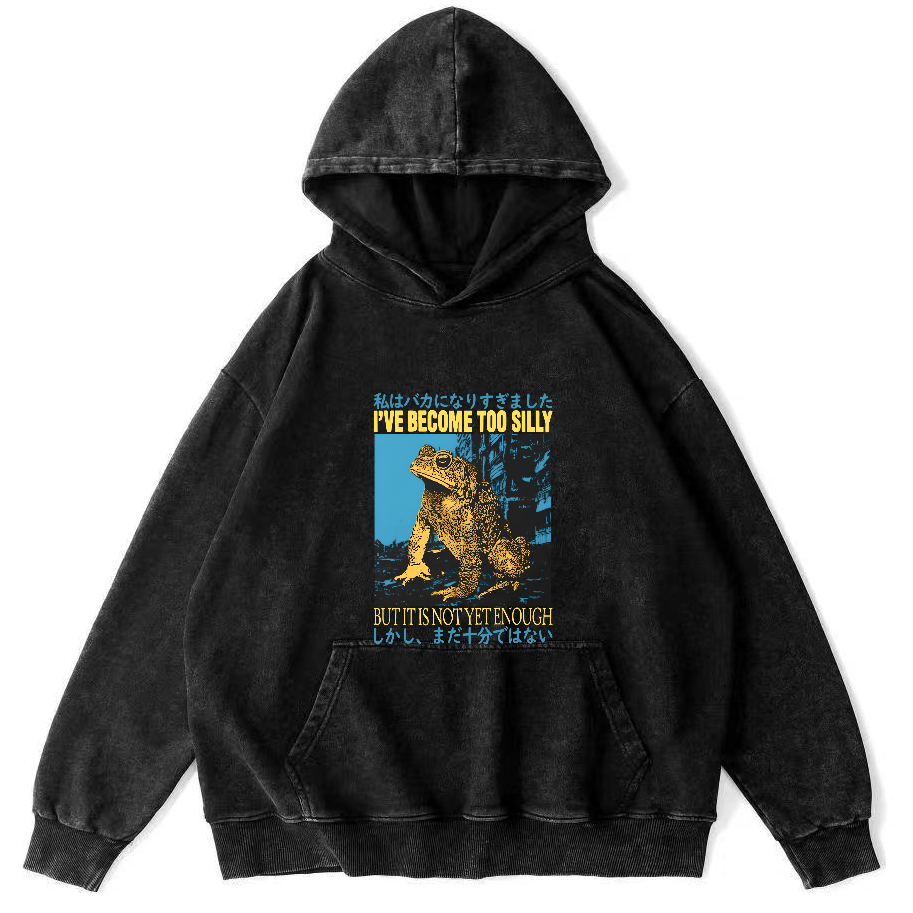 Retro Frog Pattern Japanese Style Vintage Distressed Hoodie-Zazasy