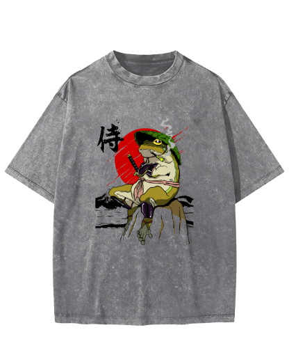 Frog Guard Japanese Style Vintage Distressed T-shirt-Zazasy