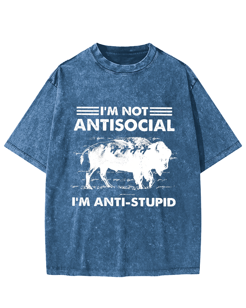 Funny Bison Vintage Distressed T-shirt-Zazasy