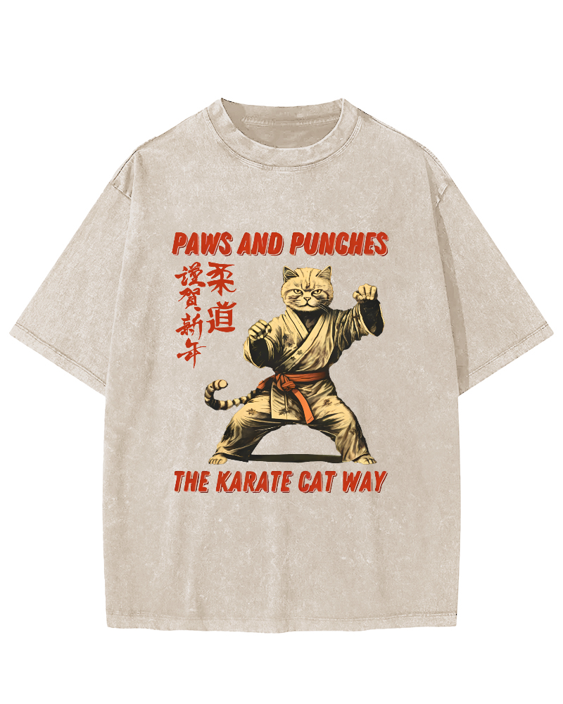 Japanese Judo Kung Fu Vintage Washed T-shirt-Zazasy