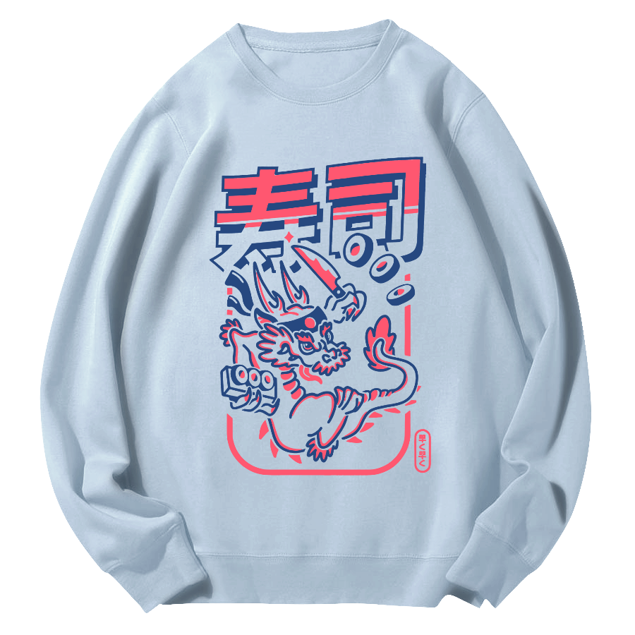 Japanese Sushi Round Neck Sweatshirt-Zazasy