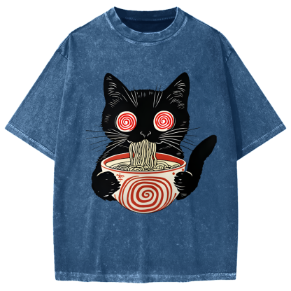 Dizzy Ramen Cat Vintage Washed T-shirt