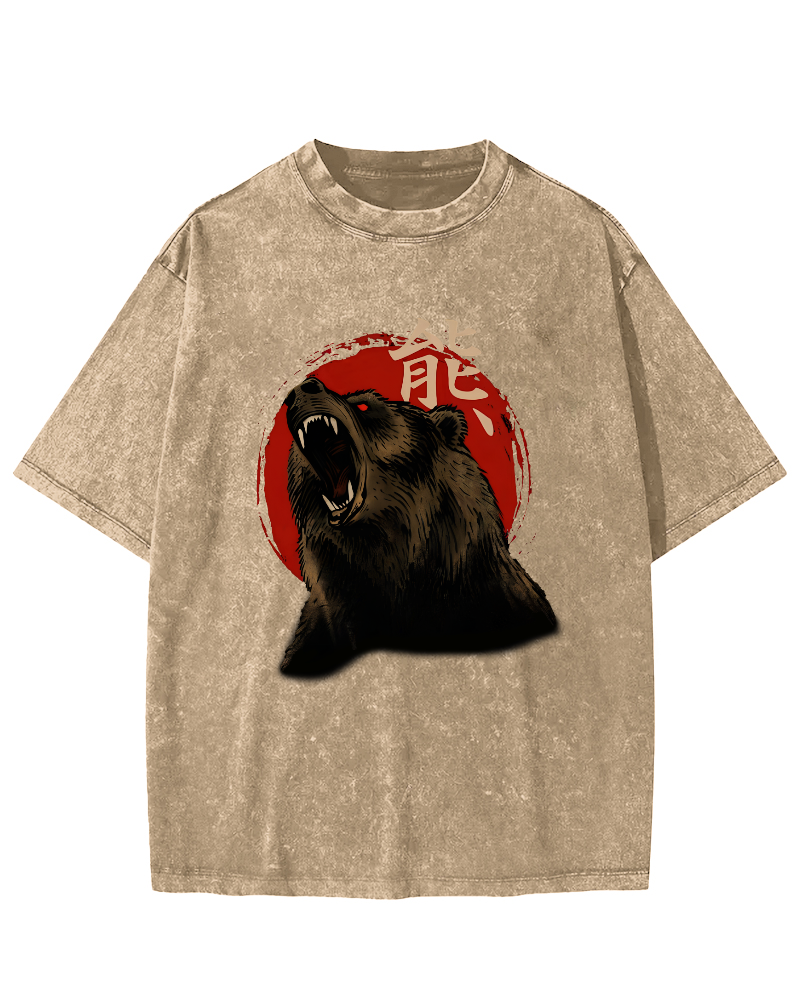 Brown Bear Vintage Distressed T-shirt-Zazasy
