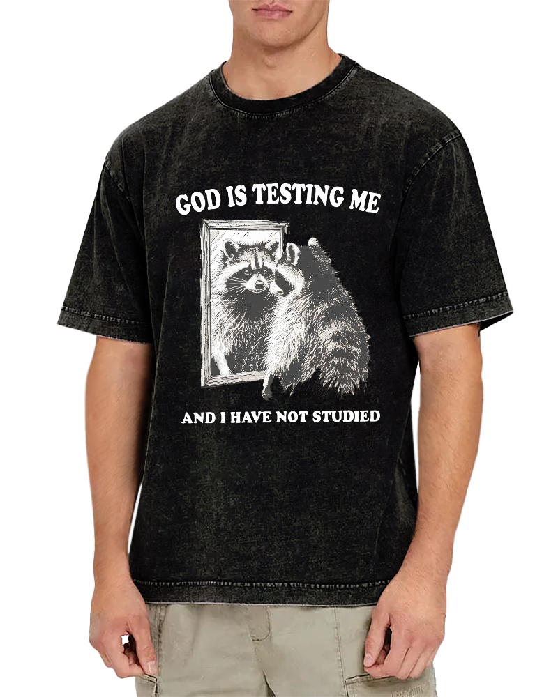 God Is Testing Me Vintage Washed T-shirt-Zazasy