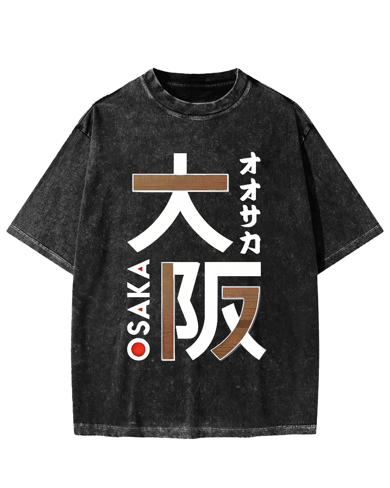 Osaka Japanese Script Vintage Distressed T-shirt-Zazasy