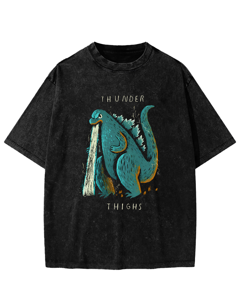 Japanese Monster Pattern Vintage Distressed T-shirt-Zazasy