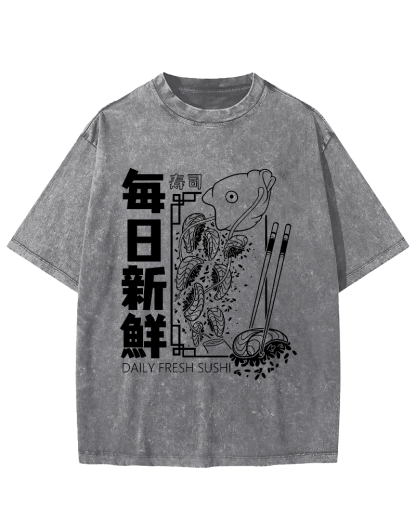 Fresh Sushi Daily Vintage Washed T-shirt-Zazasy