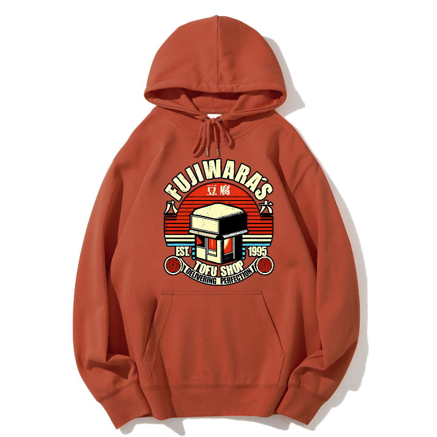Fujiwara Tofu Shop Retro Anime Cotton Hoodie