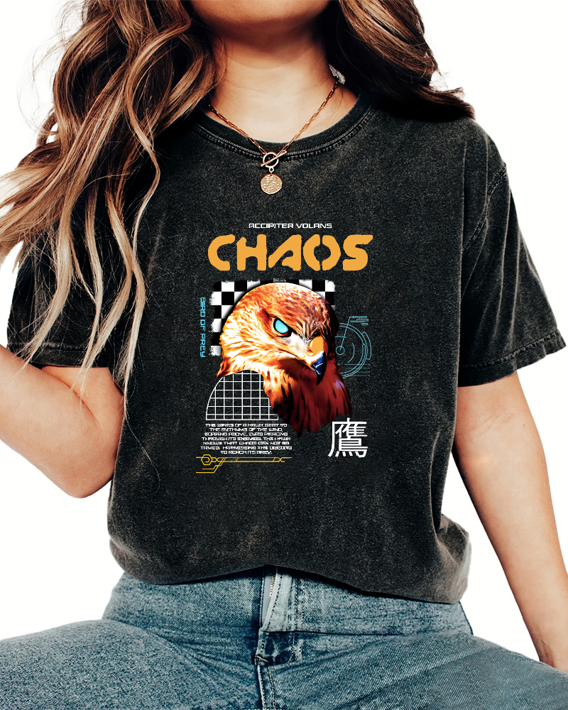 Japanese Eagle Pattern Vintage Distressed T-shirt-Zazasy