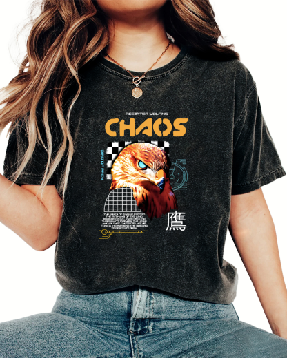 Japanese Eagle Pattern Vintage Distressed T-shirt-Zazasy