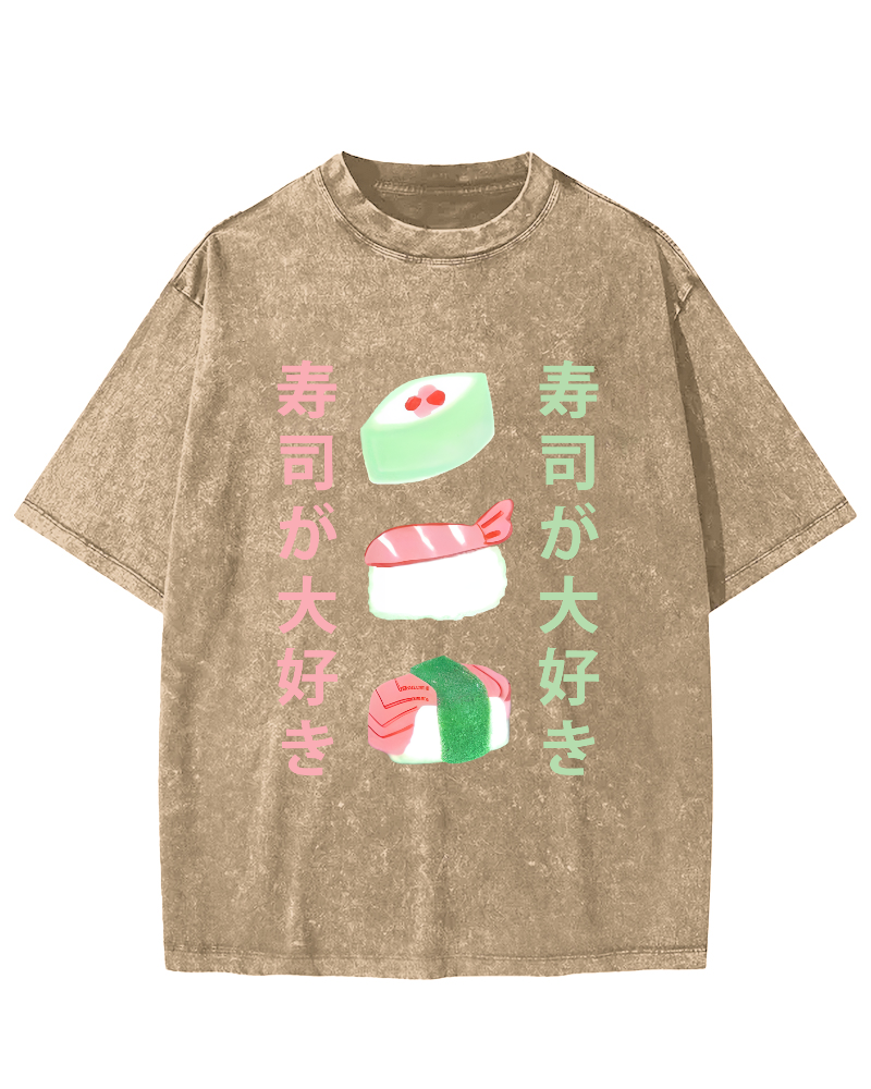 Delicious Sushi in Japan Vintage Washed T-shirt-Zazasy