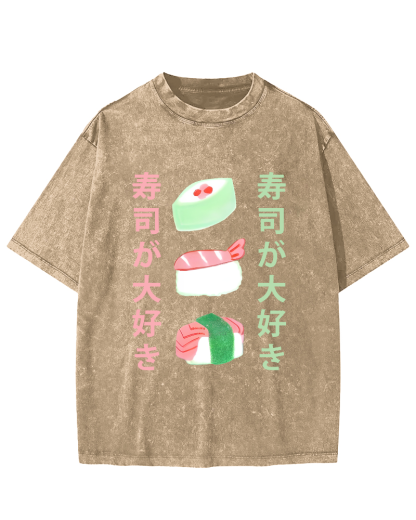 Delicious Sushi in Japan Vintage Washed T-shirt-Zazasy