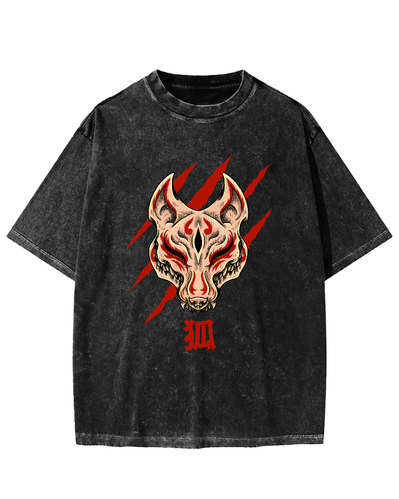 Fierce Fox Japan Vintage Washed T-shirt-Zazasy