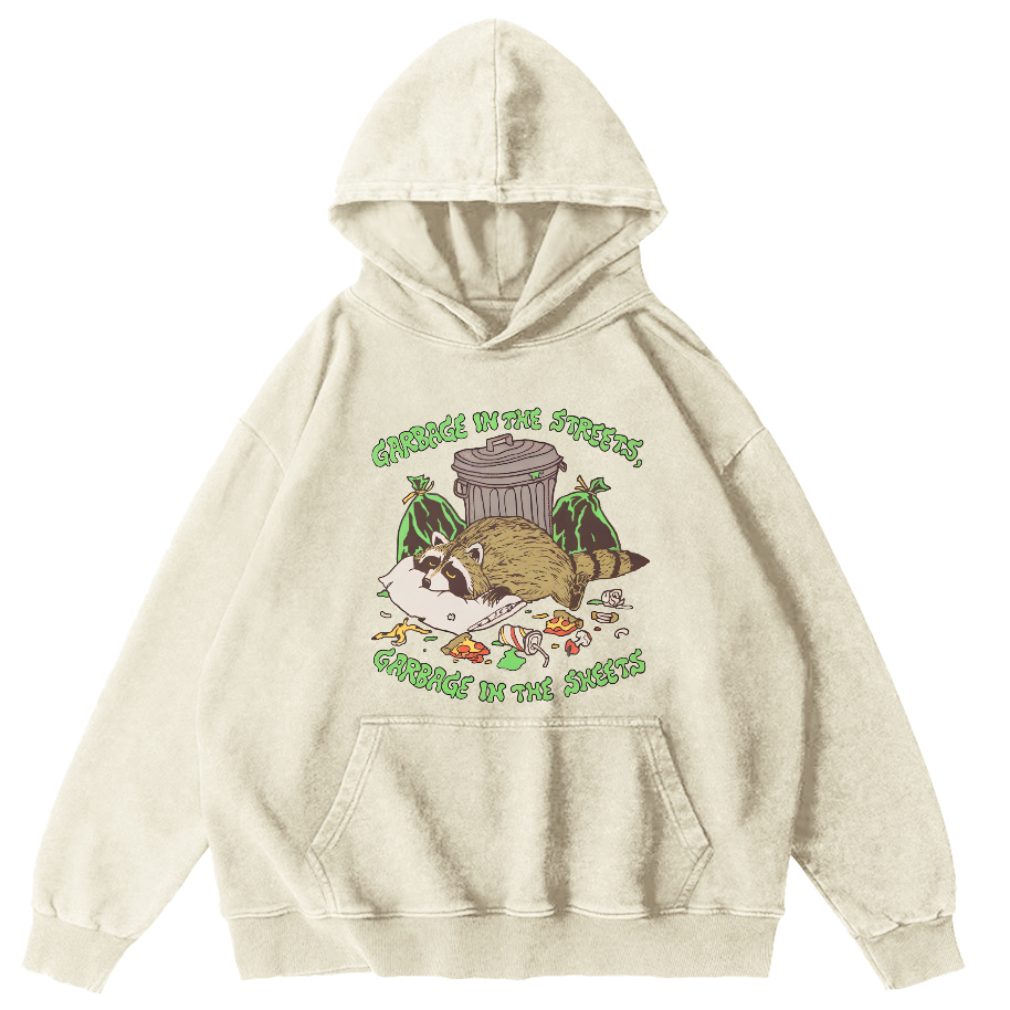 Eating And Sleeping Rccoons Vintage Distressed Hoodie-Zazasy