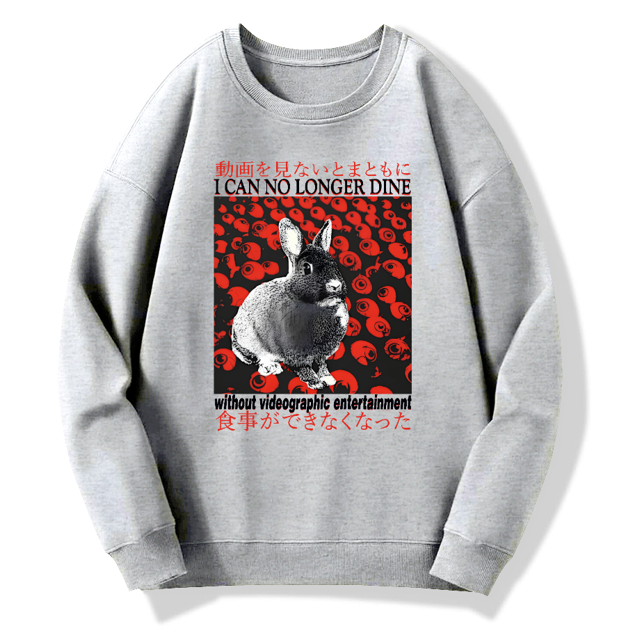 I can no longer dine rabbit Cotton Pullover Sweatshirt