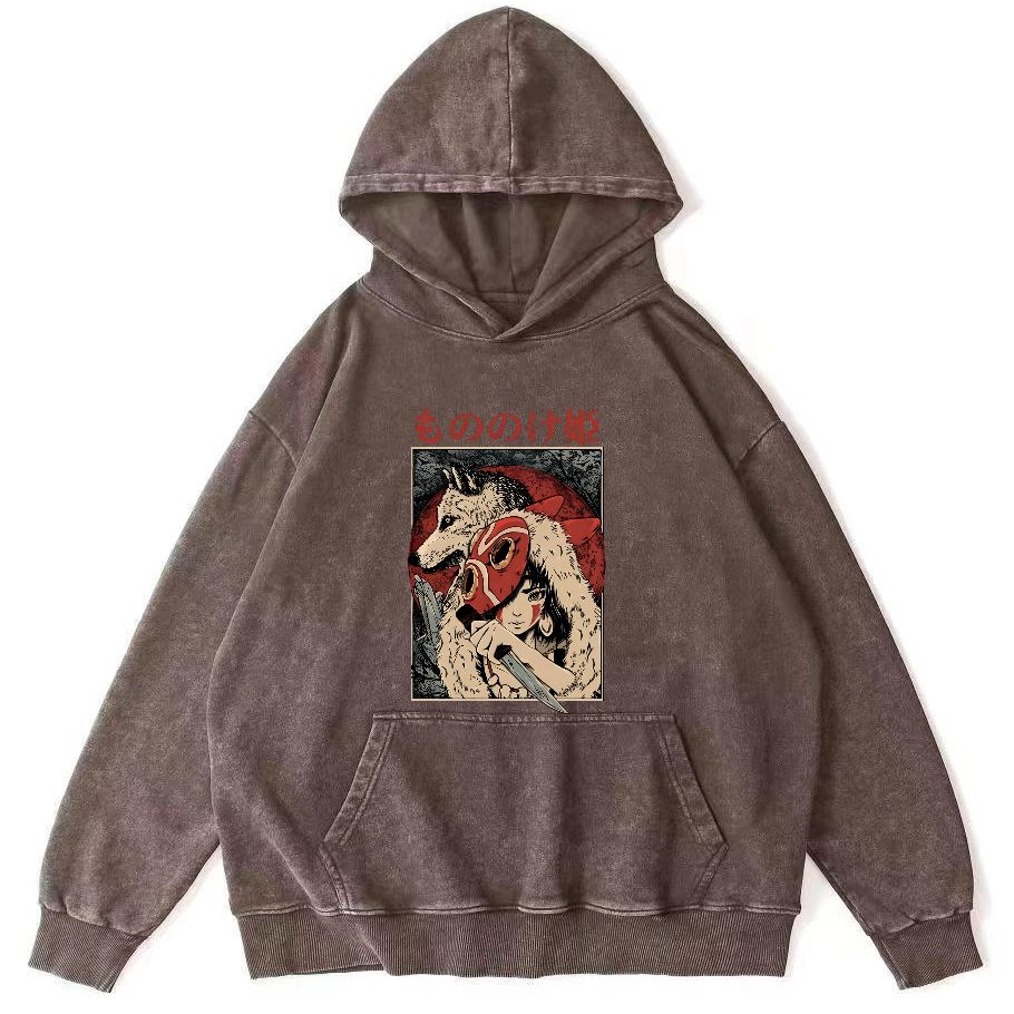 Anime Pattern Japanese Style Vintage Distressed Hoodie-Zazasy