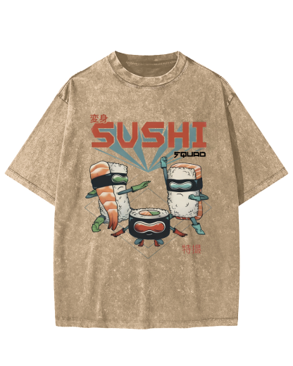Tokyo Sushi Vintage Washed T-shirt-Zazasy