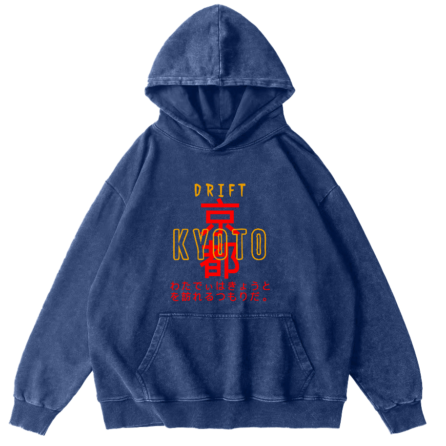 Kyoto, Japan Vintage Washed Hoodie-Zazasy