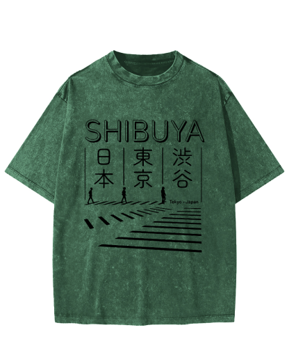 Shibuya Vintage Washed T-shirt-Zazasy