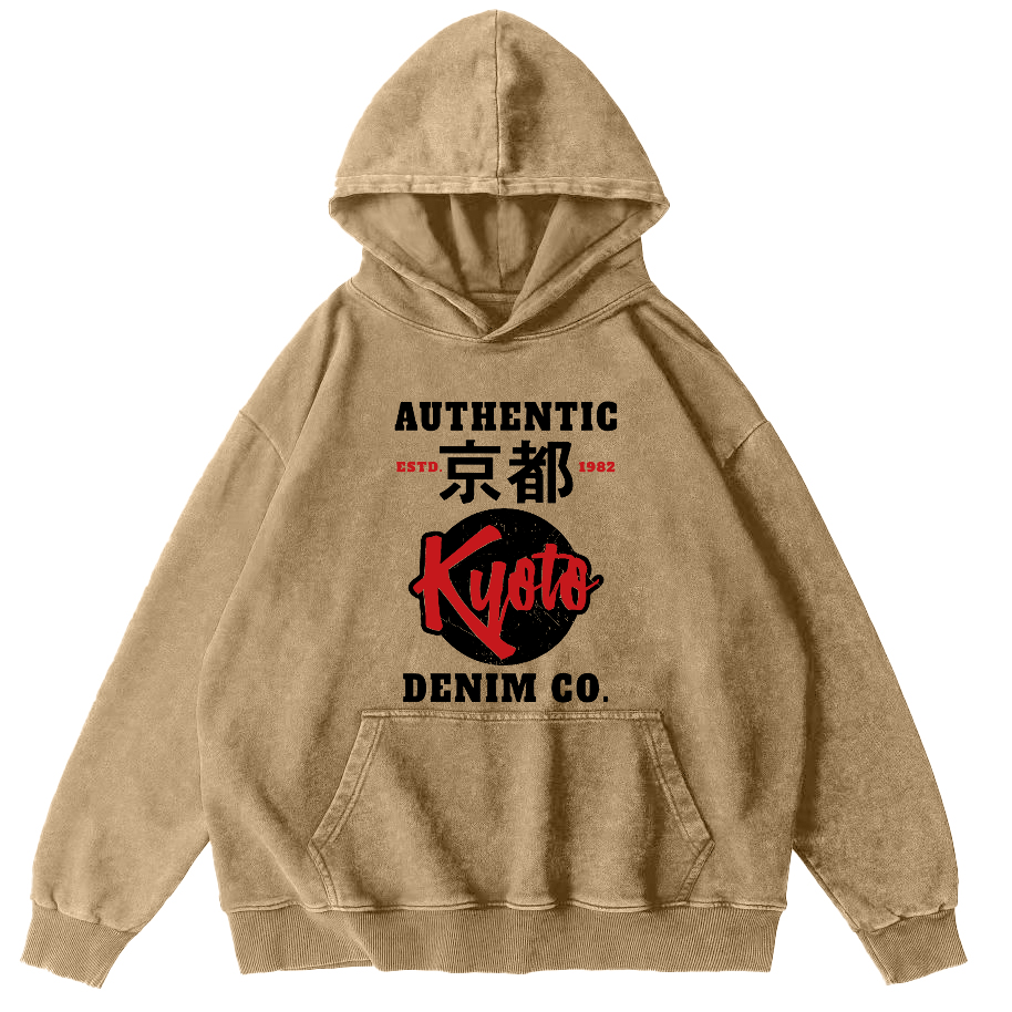 Kyoto, Japan Vintage Washed Hoodie-Zazasy