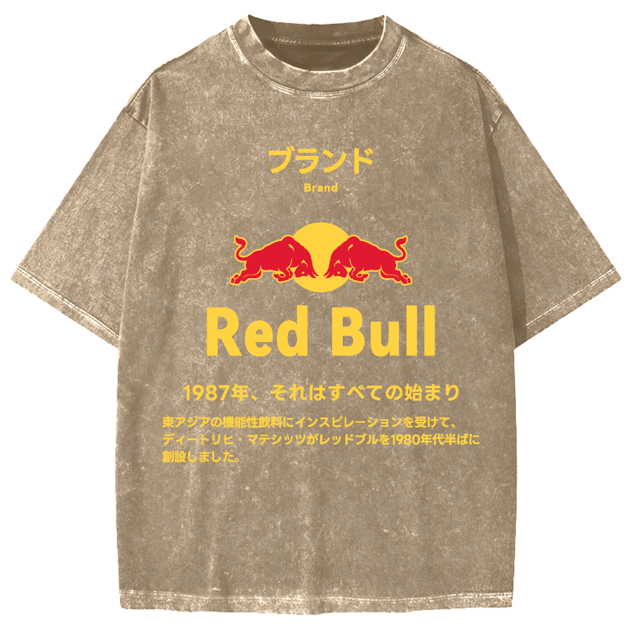 Red Bull Vintage Wash Japanese Design Vintage Washed T-shirt