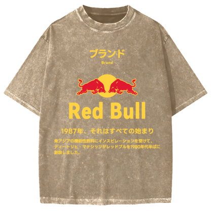 Red Bull Vintage Wash Japanese Design Vintage Washed T-shirt