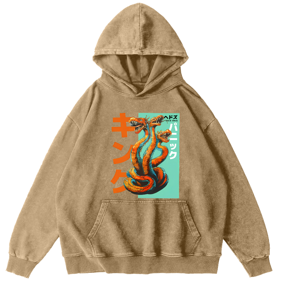Queen Hydra Monster  Vintage Washed Hoodie-Zazasy