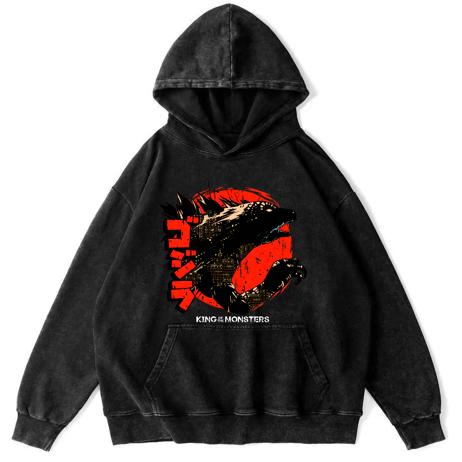 King oF Monsters Vintage Distressed Hoodie-Zazasy