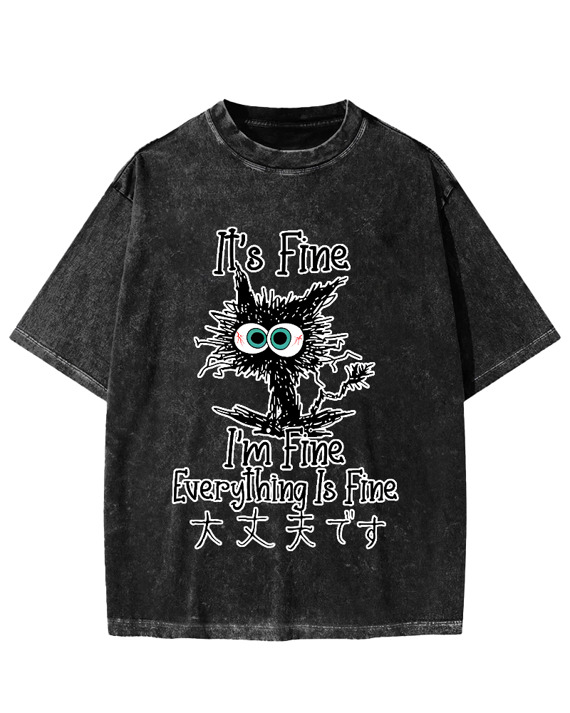 It's Fine Cat Vintage Washed T-shirt