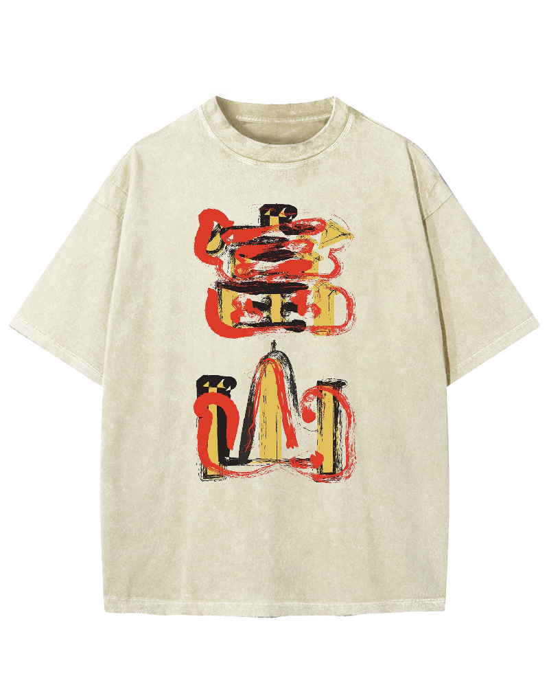 Toyama City Japanese Artistic Kanji Vintage Washed T-shirt
