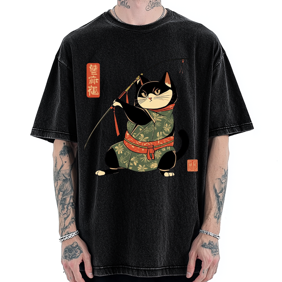 Japan Cat Archery Vintage Washed T-shirt