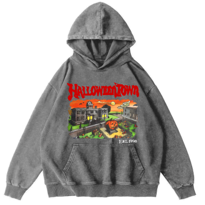 Halloween Town Vintage Washed Hoodie-Zazasy