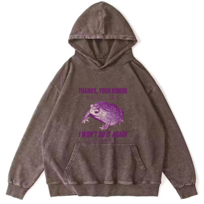 Retro Frog Pattern Japanese Style Vintage Distressed Hoodie-Zazasy