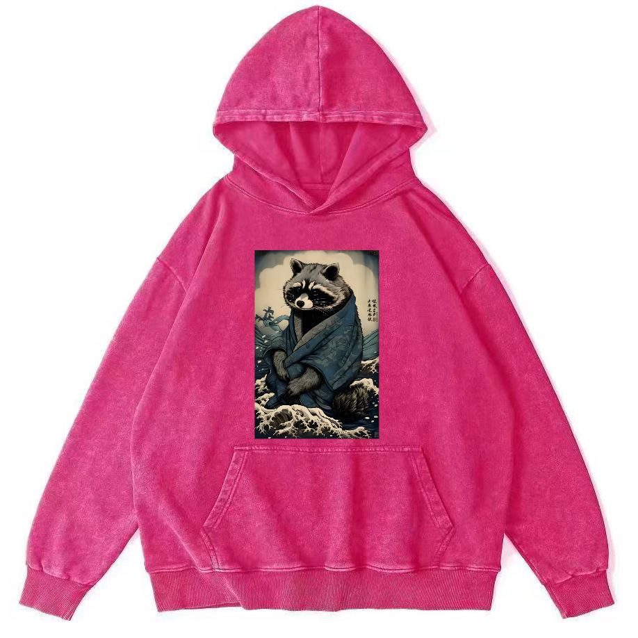 Panda Spirit That Loves Bamboo, Japanese Style Vintage Washed Hoodie-Zazasy