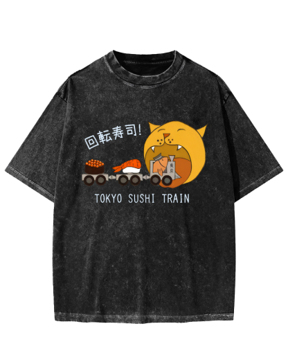 Tokyo Sushi Vintage Washed T-shirt-Zazasy