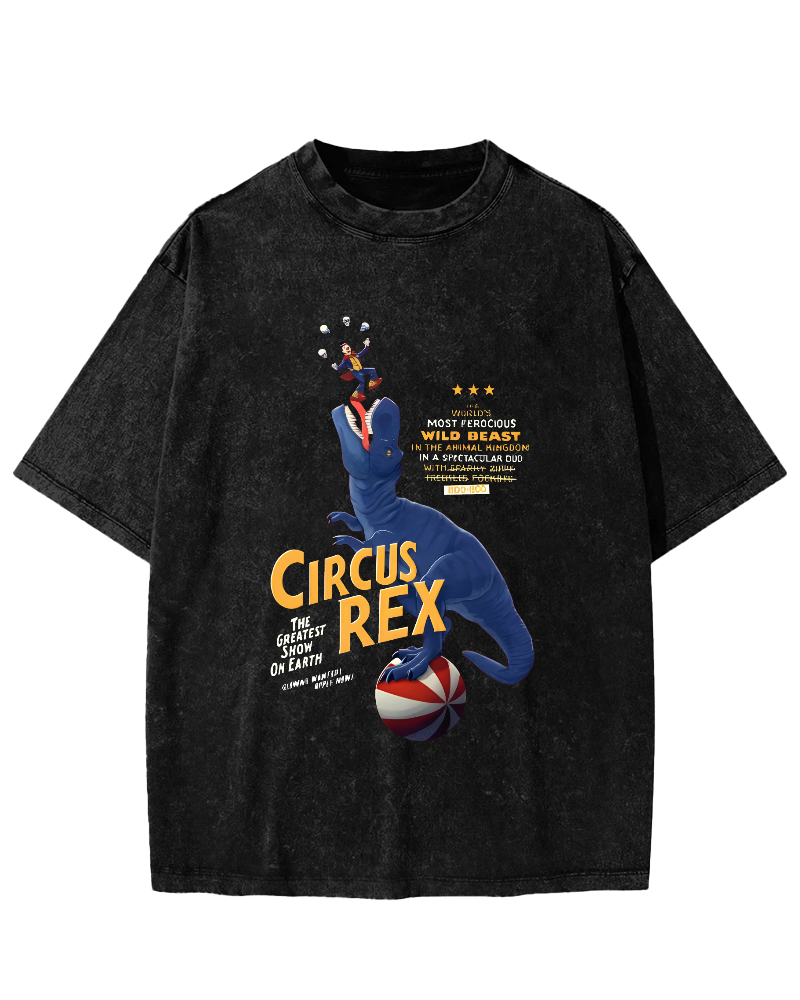 Cartoon Dinosaur Japanese Wash T-shirt-Zazasy