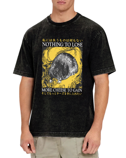 Mouse Pattern Japanese Style Vintage Distressed T-shirt-Zazasy