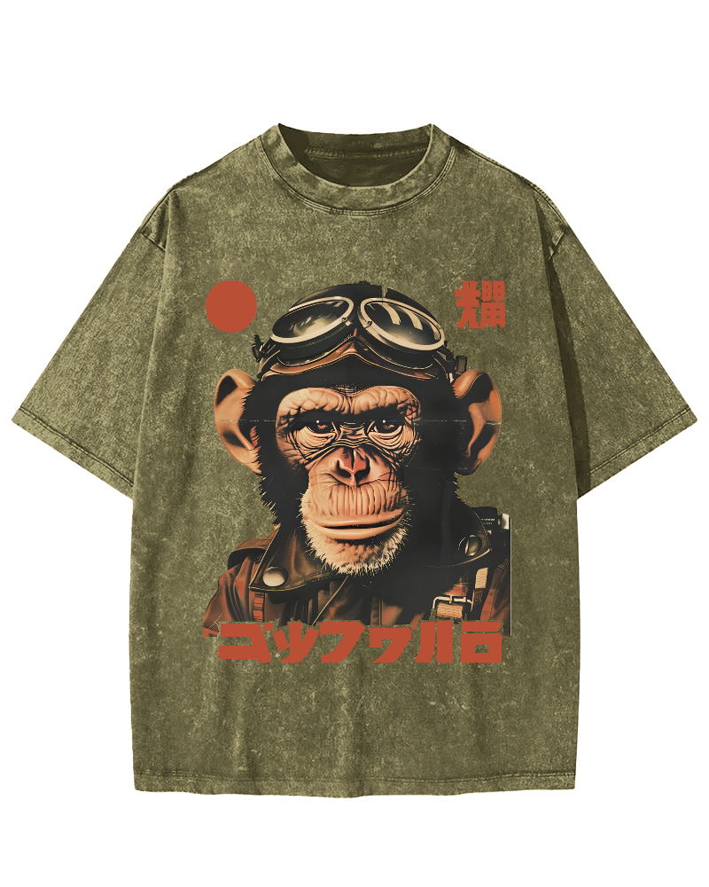 Gorilla Japanese Vintage Distressed T-shirt-Zazasy