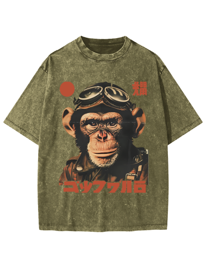 Gorilla Japanese Vintage Distressed T-shirt-Zazasy