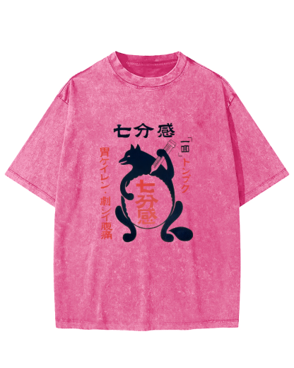 Japanese Cute Animal Patterns Vintage Distressed T-shirt-Zazasy