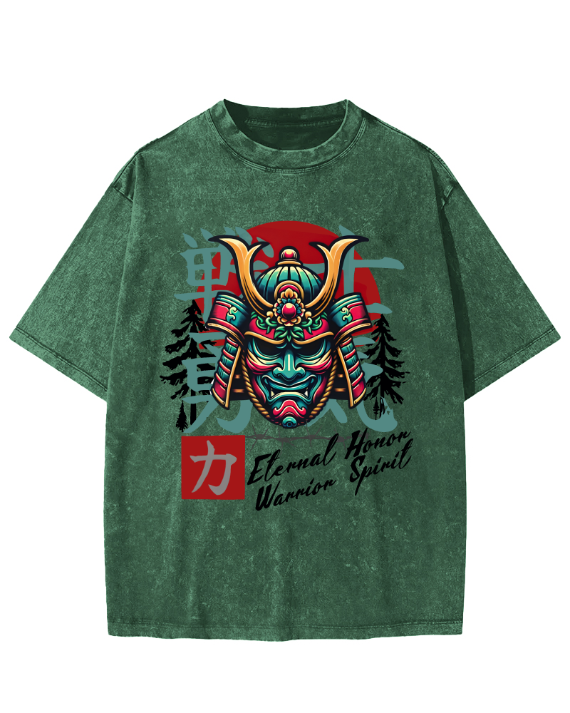 Warrior Courage Abstract Japanese Style Vintage Distressed T-shirt-Zazasy