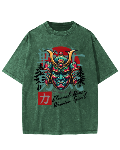 Warrior Courage Abstract Japanese Style Vintage Distressed T-shirt-Zazasy