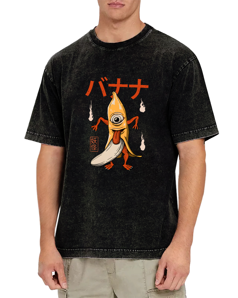 Banana Monster Japanese Vintage Distressed T-shirt-Zazasy