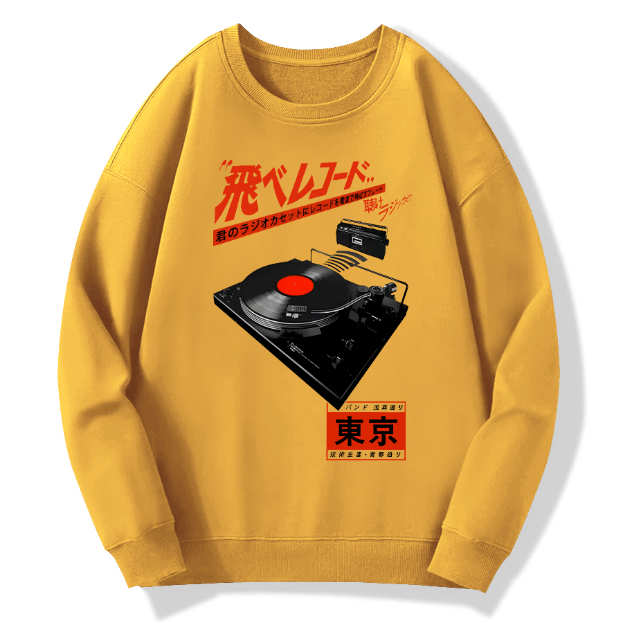 Retro Record Music Art Cotton Pullover Sweatshirt