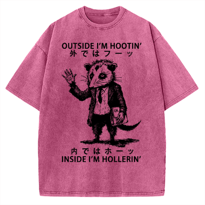 Funny Hootin' And Hollerin' Possum Vintage Washed T-shirt