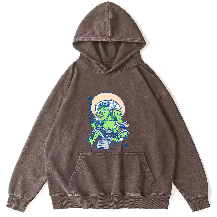 Cartoon Japanese Monster Vintage Distressed Hoodie-Zazasy